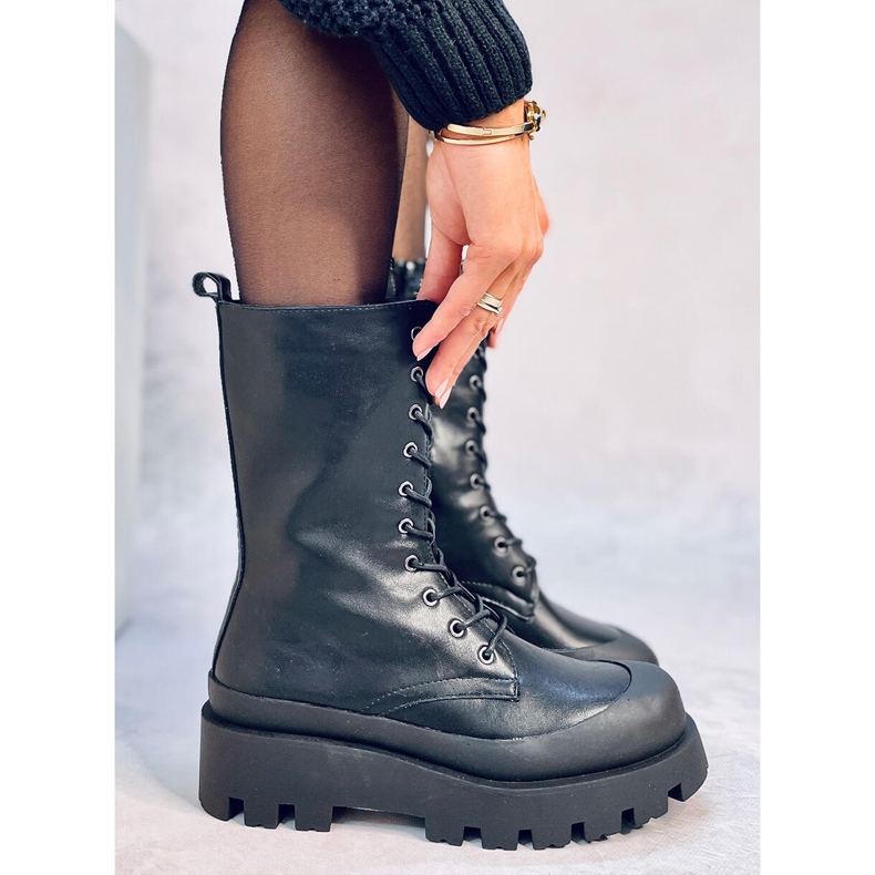 Bottes noires à lacets Knight le noir 2