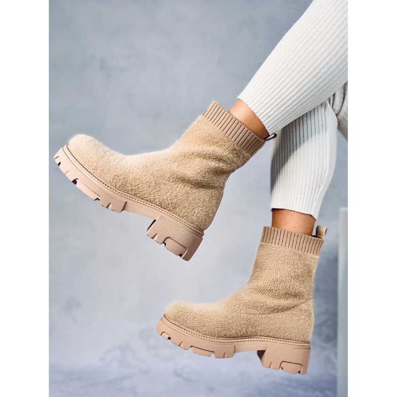 Bottines chaussettes Roanna Kaki beige 2 Bottines chaussettes Roanna Kaki beige 2