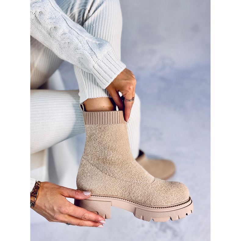 Bottines chaussettes Roanna Kaki beige 1 Bottines chaussettes Roanna Kaki beige 1