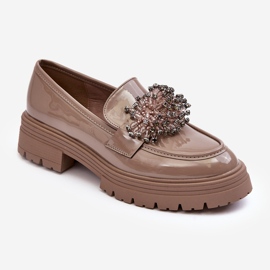 WD1 Chaussures vernies décorées pour femme, Beige Annella 1