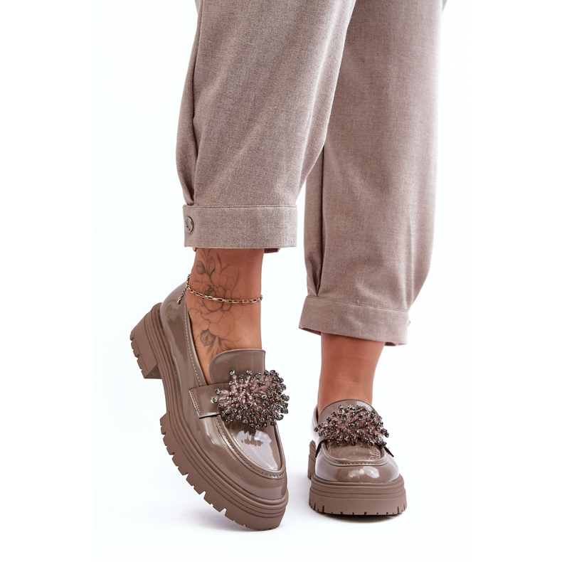 WD1 Chaussures vernies décorées pour femme, Beige Annella 2