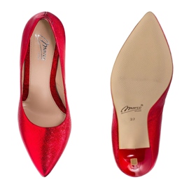 Marco Shoes Escarpins rouges à talons hauts rouges en cuir véritable 1 Marco Shoes Escarpins rouges à talons hauts rouges en cuir véritable 1