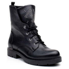 Marco Shoes Bottes femme Marco 1342B nouées avec jets et fermeture éclair noir 1