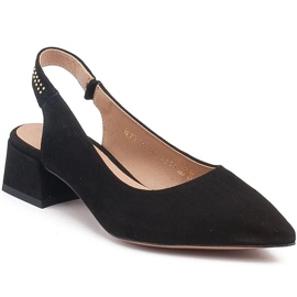 Marco Shoes Sandales en daim noir à jets décoratifs 2