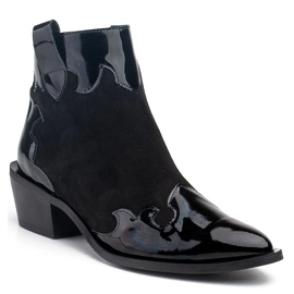 Marco Shoes Bottes noires en daim naturel avec ajout de vernis le noir 1