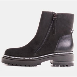Marco Shoes Bottes pour femmes lisses avec un fond épais et intéressant noir 1