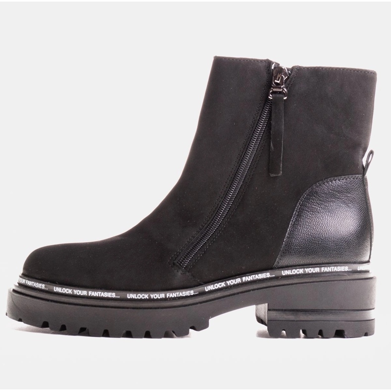 Marco Shoes Bottes pour femmes lisses avec un fond épais et intéressant noir 1