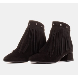 Marco Shoes Boots originales en daim à franges décoratives le noir 4