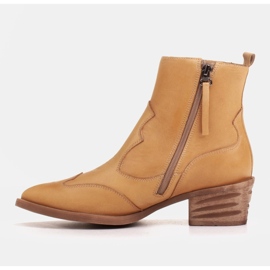 Marco Shoes Bottes de cowboy en cuir polies à la main avec tiges larges en caoutchouc jaune 4