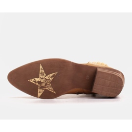 Marco Shoes Bottes de cowboy en cuir polies à la main avec tiges larges en caoutchouc jaune 8