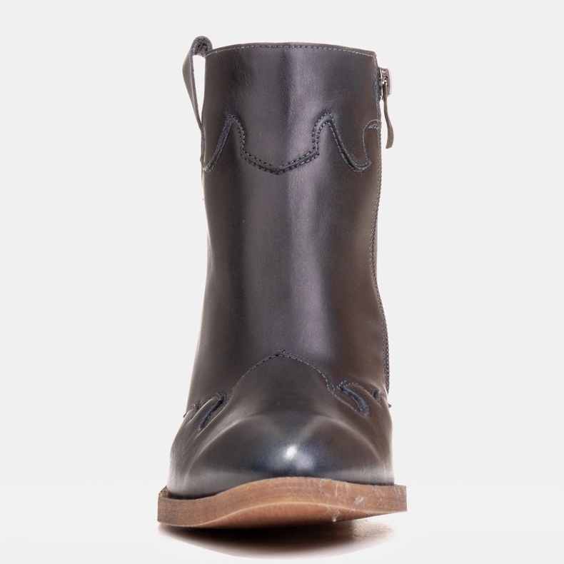 Marco Shoes Bottes bleu foncé en cuir grainé naturel 1