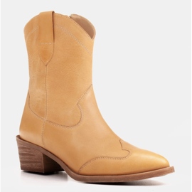 Marco Shoes Bottes de cowboy en cuir poli à la main sans isolation jaune 2