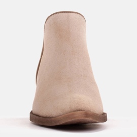 Marco Shoes Bottes beiges en daim naturel avec une coupe en V 3