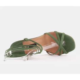 Marco Shoes Sandales élégantes sur un talon haut avec une bride nouée vert 5