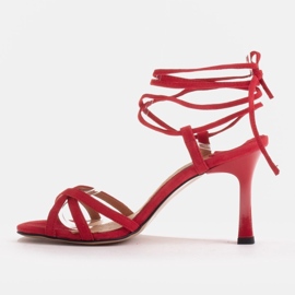 Marco Shoes Sandales élégantes sur un talon haut avec une bride nouée rouge 3