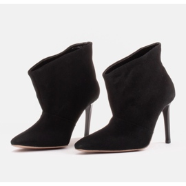 Marco Shoes Épingles en cuir avec devant allongé le noir 4