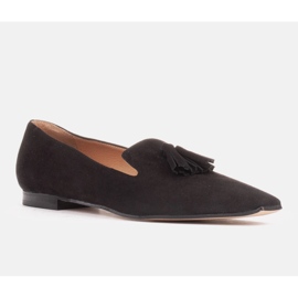 Marco Shoes Ballerines Lords pour femmes à franges noir 1