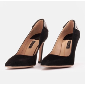Marco Shoes Escarpins en daim avec cristaux le noir 4