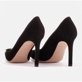 Marco Shoes Escarpins en daim avec ornement en cristal le noir 5
