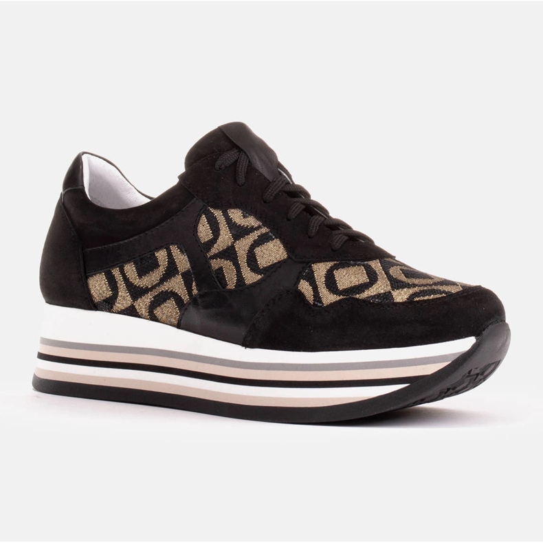 Marco Shoes Baskets à semelle épaisse en daim naturel 2228P-1285-041-001-1 le noir 1