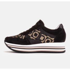 Marco Shoes Baskets à semelle épaisse en daim naturel 2228P-1285-041-001-1 le noir 3
