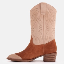 Marco Shoes Santiags en daim brodé 2205B-813-096-1 beige brun 2