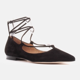 Marco Shoes Ballerines en daim avec bride autour le noir 2