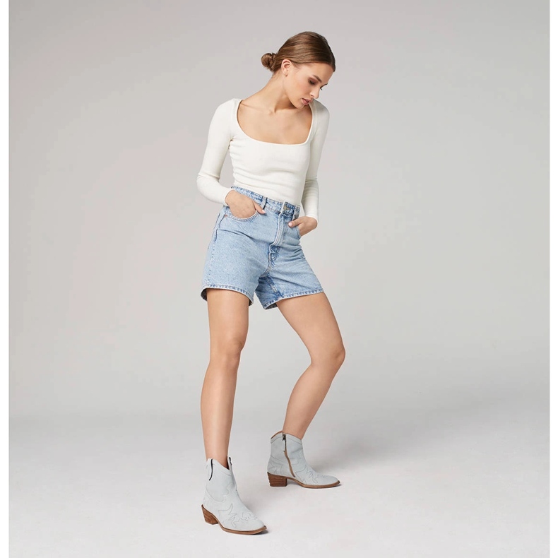 Marco Shoes Santiags en daim avec coutures décoratives 2188B-1281-045-1 bleu gris 1