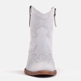 Marco Shoes Santiags en daim avec coutures décoratives 2188B-1281-045-1 bleu gris 3