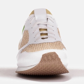 Marco Shoes Baskets avec éléments en raphia et cuir grainé blanche 1