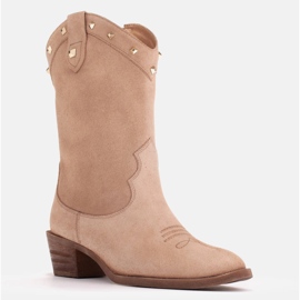 Marco Shoes Santiags en daim à jets beige 3