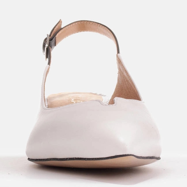 Marco Shoes Escarpins bas à talon ouvert en cuir naturel délicat blanc noir 1