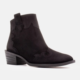 Marco Shoes Bottines élégantes en cuir à talons bas noir 1