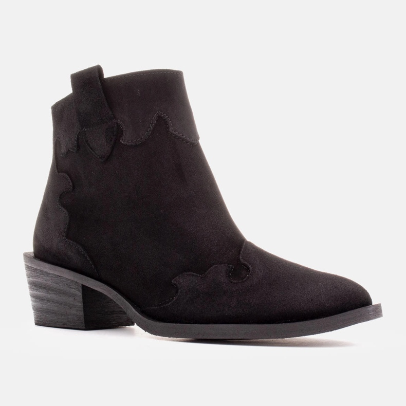 Marco Shoes Bottines élégantes en cuir à talons bas noir 1