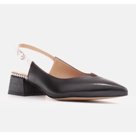 Marco Shoes Escarpins bas à talon ouvert en cuir naturel délicat blanche le noir 1
