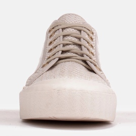 Marco Shoes Baskets en tissu avec fil doré beige 1