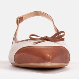 Marco Shoes Sandales en cuir naturel et tissu beige 2
