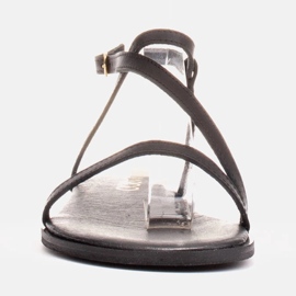 Marco Shoes Sandales en cuir à fond plat noir 2