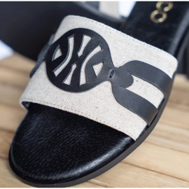 Marco Shoes Chaussons élégants en tissu combiné avec du cuir beige 1