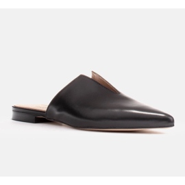 Marco Shoes Babouches en cuir avec découpe noir 1
