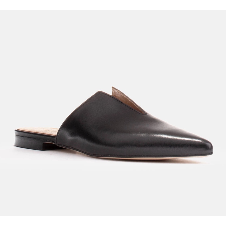 Marco Shoes Babouches en cuir avec découpe noir 1