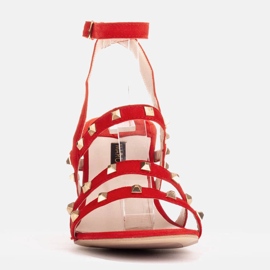 Marco Shoes Sandales en daim avec clous décoratifs rouge 1