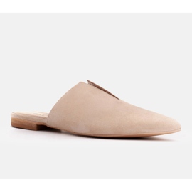 Marco Shoes Chaussons en daim avec découpe beige 1