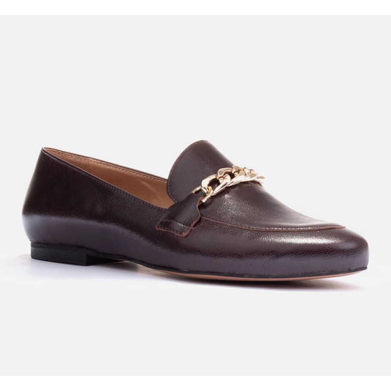 Marco Shoes Ballerines avec une chaîne en or brun 2