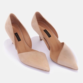 Marco Shoes Escarpins subtils en daim naturel beige 4