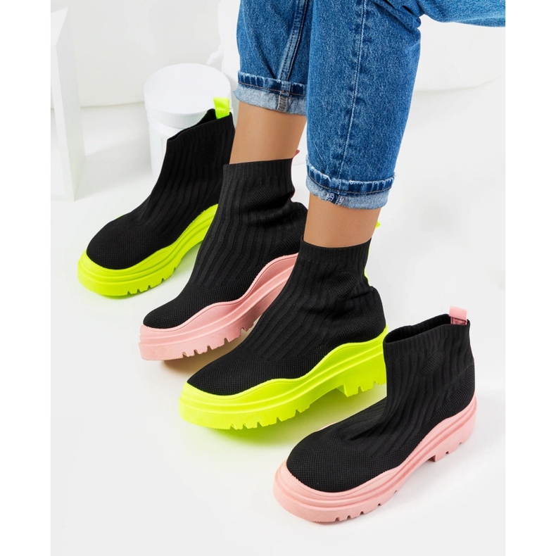 Baskets montantes noires et vertes Marks 1