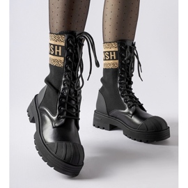 Chaussures chaussettes noires avec inscription Daria marron 1