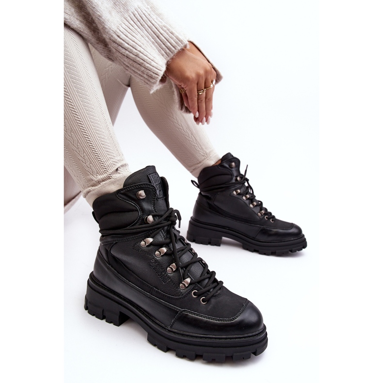 Bottines isolées à lacets pour femmes noir Big Star MM274663 1