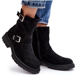Bottes à talons plats pour femmes avec boucles noir Bliggore le noir 7