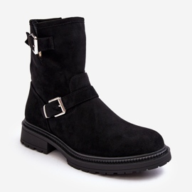Bottes à talons plats pour femmes avec boucles noir Bliggore le noir 1